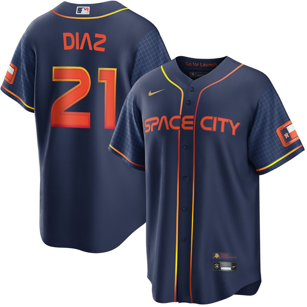 Men’s Houston Astros #21 Yainer Diaz Nike Navy Home Replica Jersey