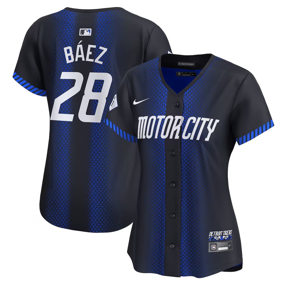 Women’s Detroit Tigers #28 Javier Baez Nike Navy 2024 City Connect Limited Jersey