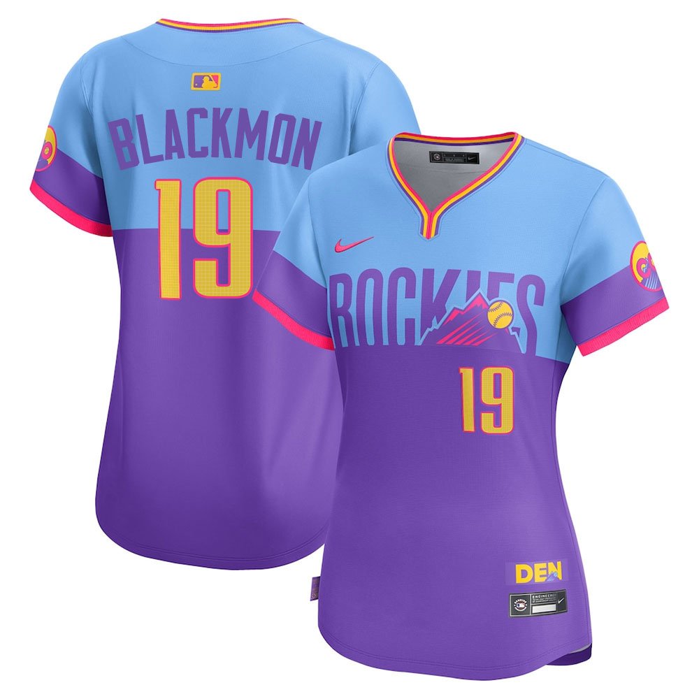 Women’s Colorado Rockies #19 Charlie Blackmon Nike Purple/Light Blue 2025 City Connect Elite Player Jersey