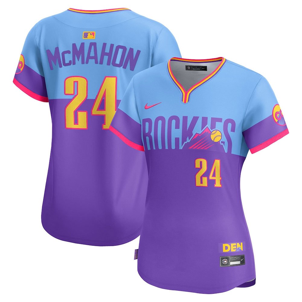 Women’s Colorado Rockies #24 Ryan McMahon Nike Purple/Light Blue 2025 City Connect Limited Player Jersey