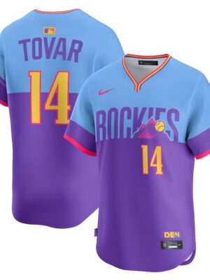 Men's Colorado Rockies #14 Ezequiel Tovar Nike Purple/Light Blue 2025 City Connect Elite Player Jersey