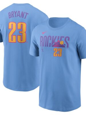 Men's Colorado Rockies Kris Bryant Nike Light Blue 2025 City Connect Fuse Name & Number T-Shirt