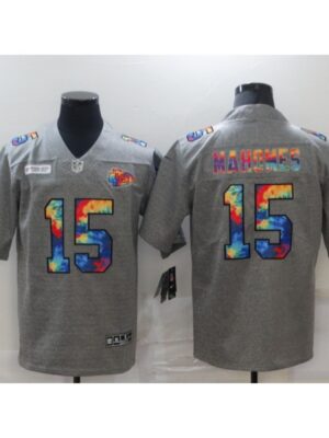 Men's Kansas City Chiefs #15 Patrick Mahomes 2020 Grey Crucial Catch Limited Stitched Jersey