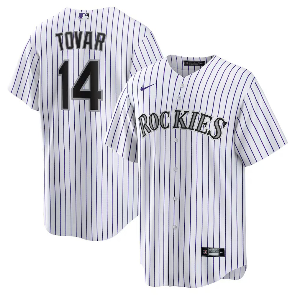 Men’s Colorado Rockies #14 Ezequiel Tovar Nike White Home Replica Jersey