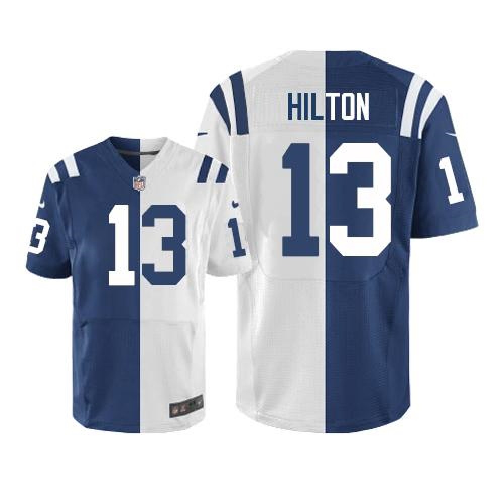 Colts #13 T.Y. Hilton Royal Blue/White Men’s Stitched NFL Elite Split Jersey