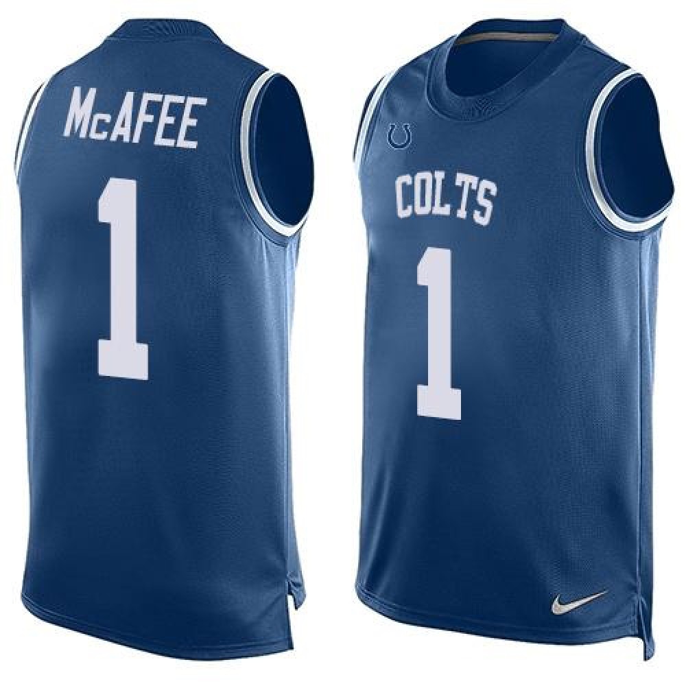 Colts #1 Pat McAfee Royal Blue Team Color Men’s Stitched NFL Limited Tank Top Jersey