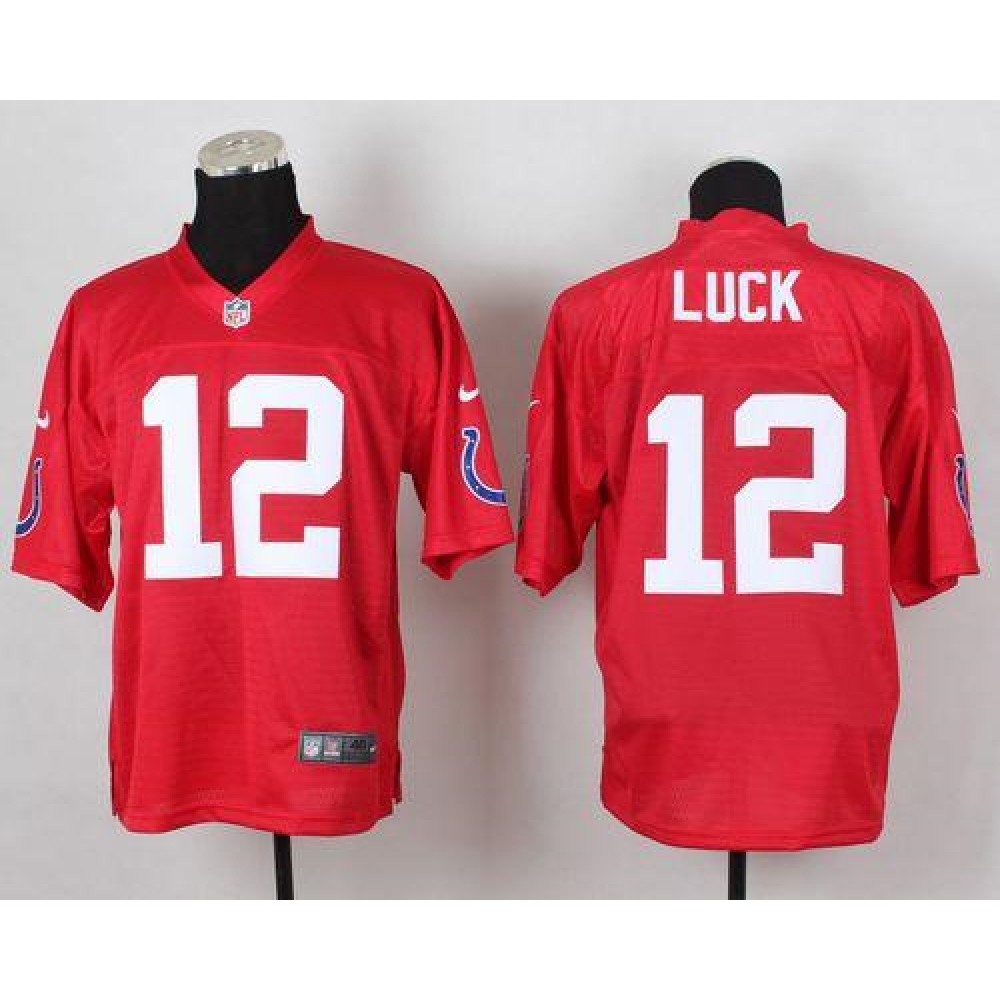 Colts #12 Andrew Luck Red Men’s Stitched NFL Elite QB Practice Jersey