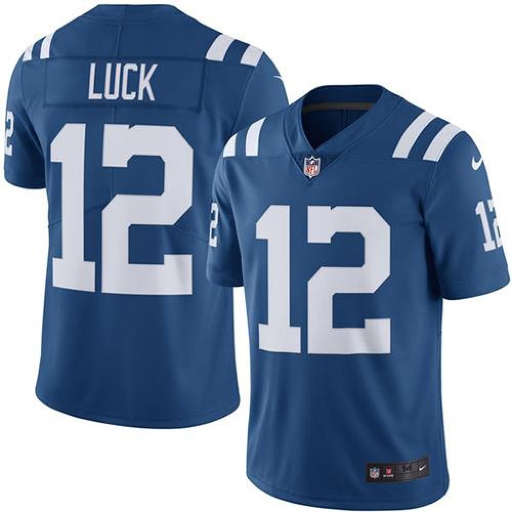 Colts #12 Andrew Luck Royal Blue Men’s Stitched NFL Limited Rush Jersey