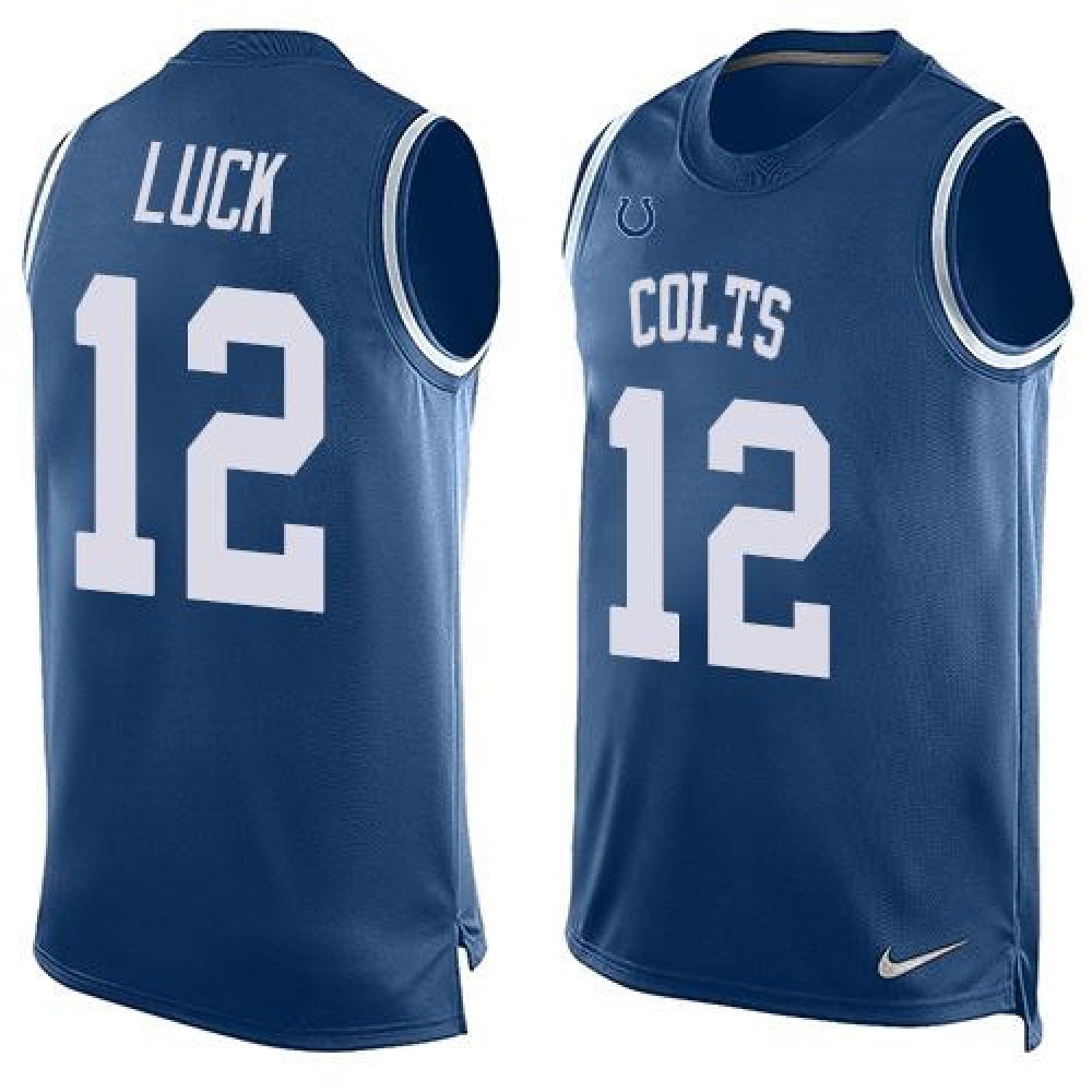 Colts #12 Andrew Luck Royal Blue Team Color Men’s Stitched NFL Limited Tank Top Jersey