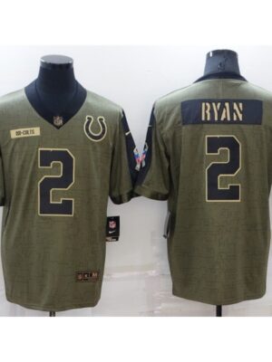 Men's Indianapolis Colts #2 Matt Ryan Olive Salute To Service Limited Stitched Jersey