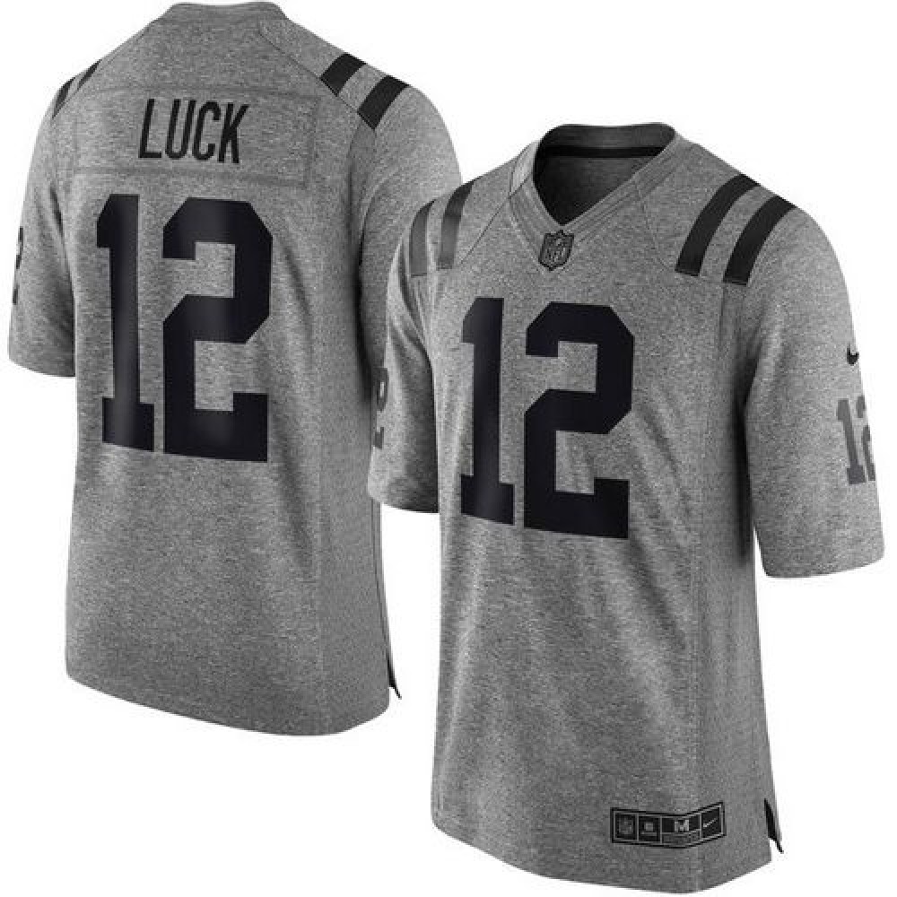 Colts #12 Andrew Luck Gray Men’s Stitched NFL Limited Gridiron Gray Jersey