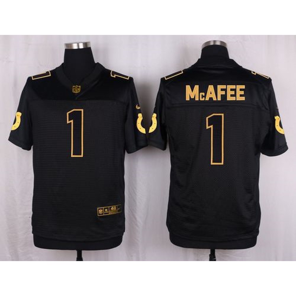 Colts #1 Pat McAfee Black Men’s Stitched NFL Elite Pro Line Gold Collection Jersey