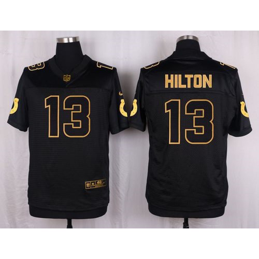 Colts #13 T.Y. Hilton Black Men’s Stitched NFL Elite Pro Line Gold Collection Jersey