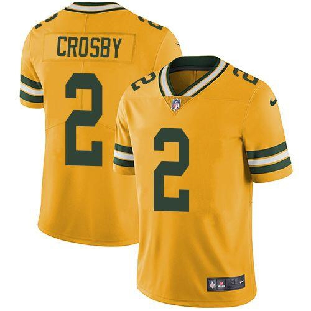 Men’s Green Bay Packers #2 Mason Crosby Gold Inverted Legend Stitched NFL Limited Jersey