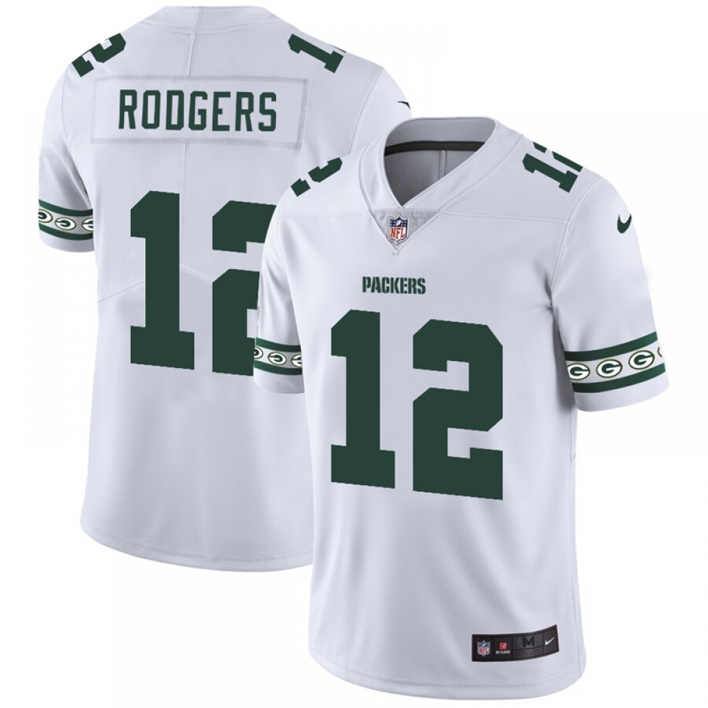 Men’s Green Bay Packers #12 Aaron Rodgers White 2019 Team Logo Cool Edition Stitched NFL Jersey
