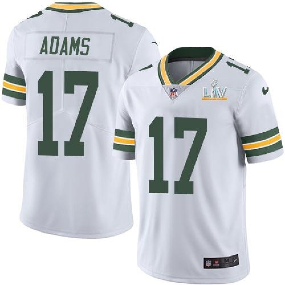 Men’s Green Bay Packers #17 Davante Adams White 2021 Super Bowl LV Stitched NFL Jersey