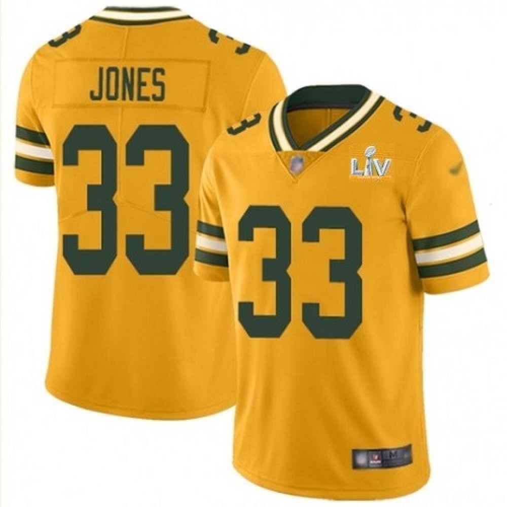 Men’s Green Bay Packers #33 Aaron Jones Gold 2021 Super Bowl LV Stitched NFL Jersey
