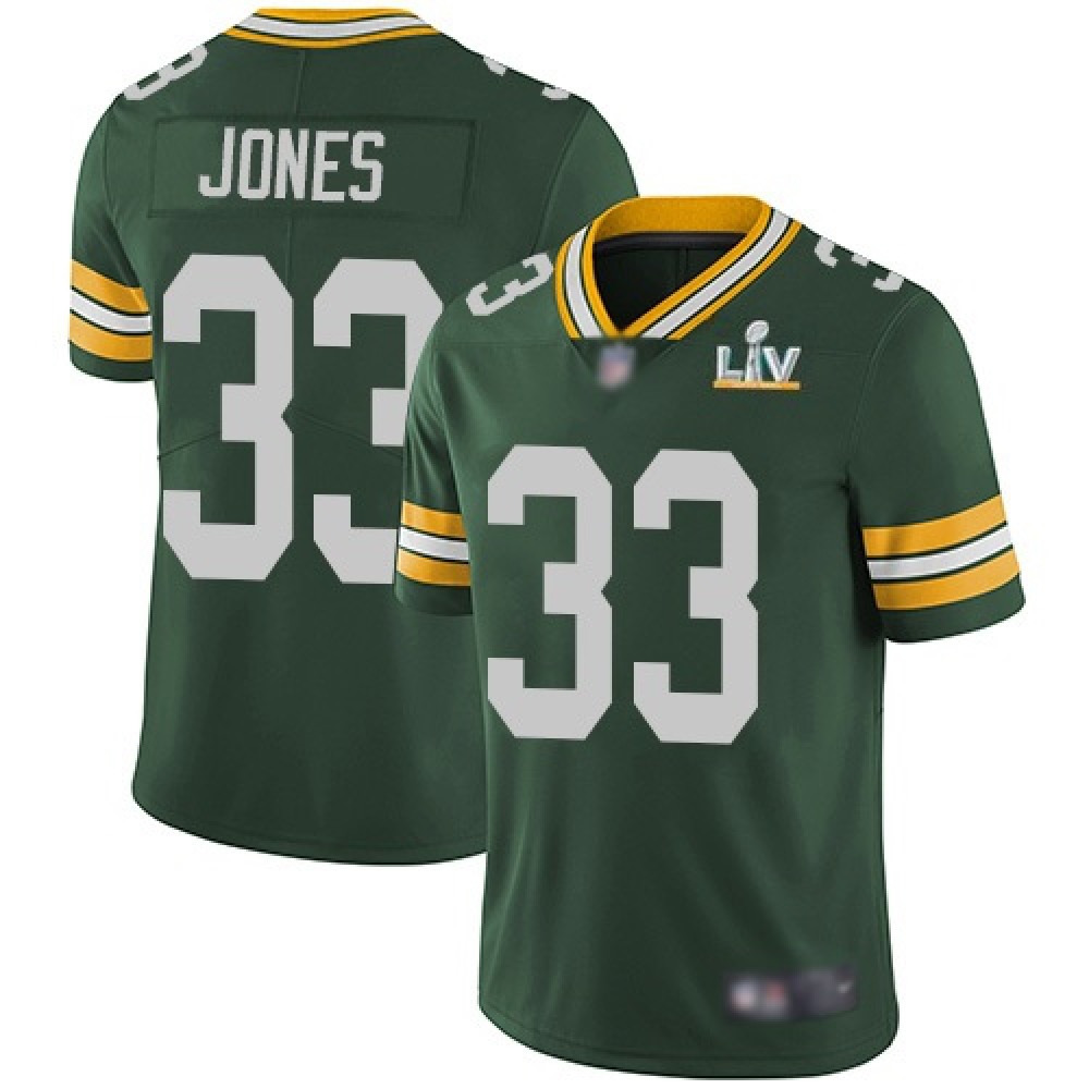 Men’s Green Bay Packers #33 Aaron Jones Green 2021 Super Bowl LV Stitched NFL Jersey
