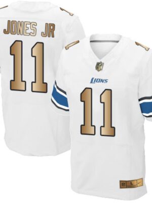 Lions #11 Marvin Jones Jr White Men's Stitched NFL Elite Gold Jersey