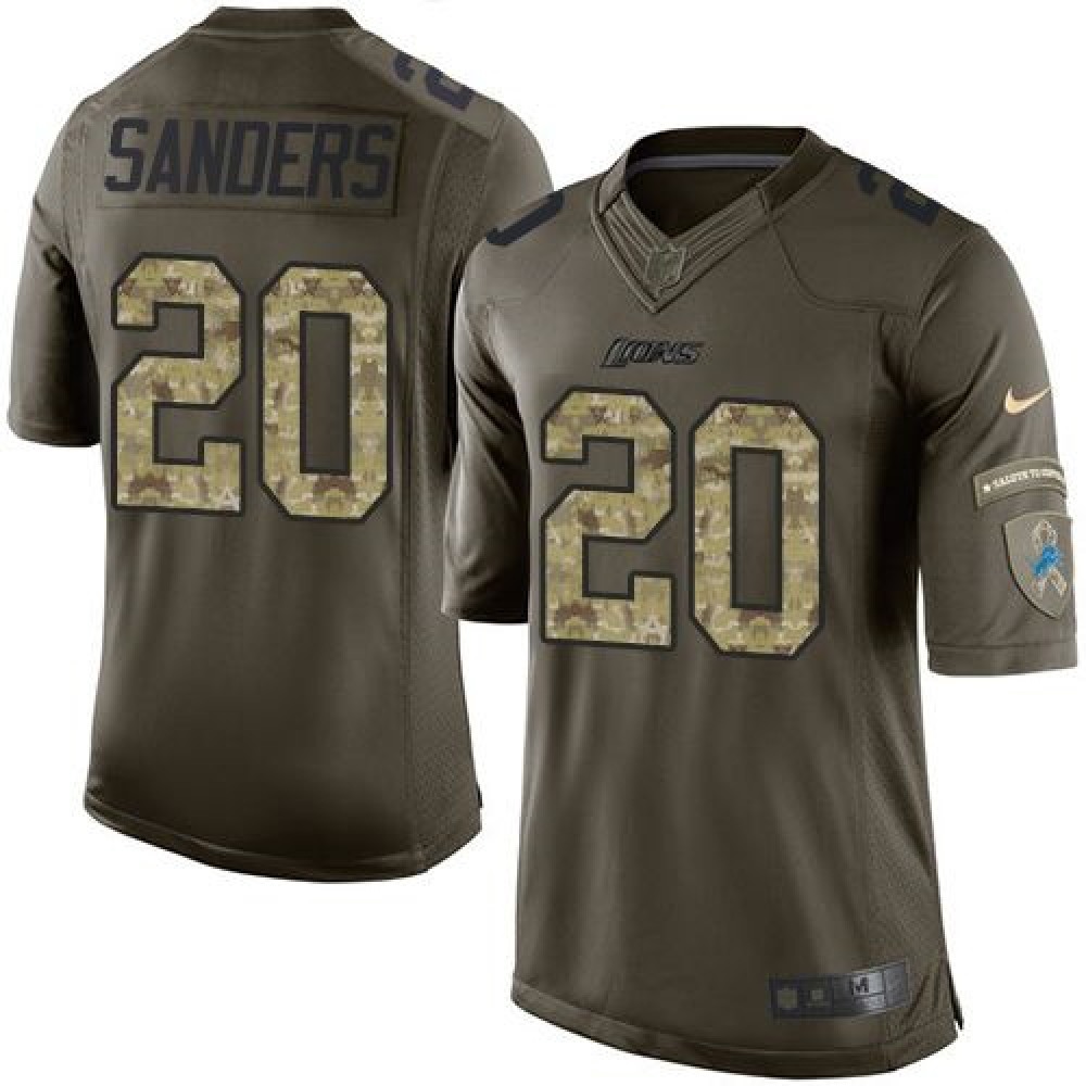 Lions #20 Barry Sanders Green Men’s Stitched NFL Limited Salute to Service Jersey