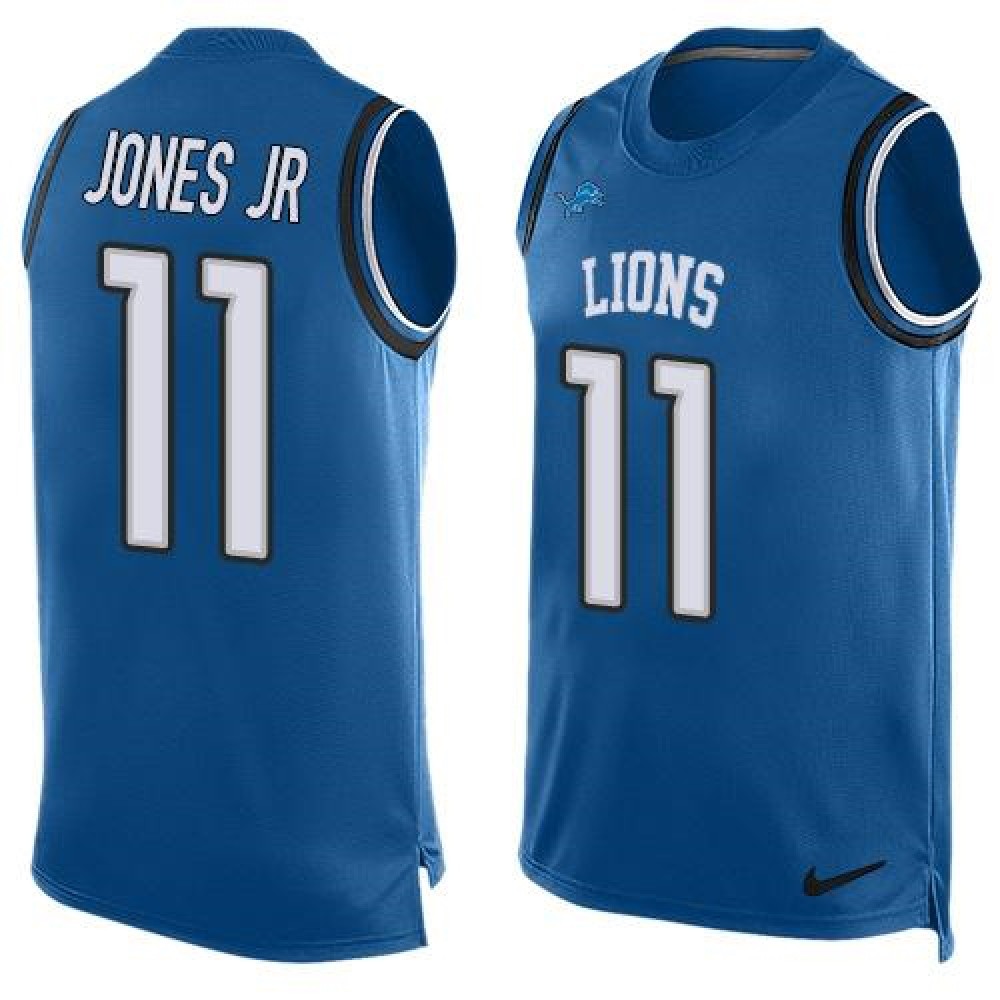 Lions #11 Marvin Jones Jr Blue Team Color Men’s Stitched NFL Limited Tank Top Jersey
