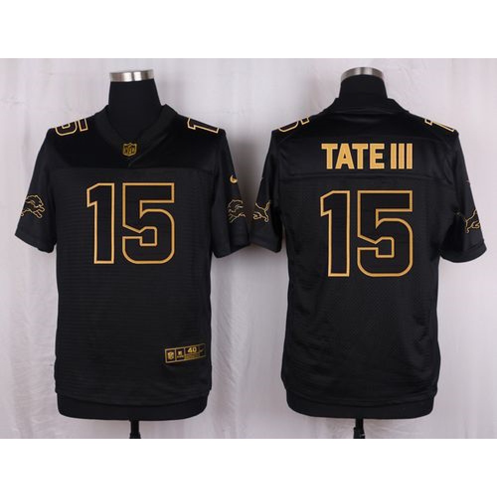 Lions #15 Golden Tate III Black Men’s Stitched NFL Elite Pro Line Gold Collection Jersey
