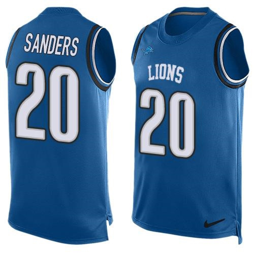 Lions #20 Barry Sanders Blue Team Color Men’s Stitched NFL Limited Tank Top Jersey