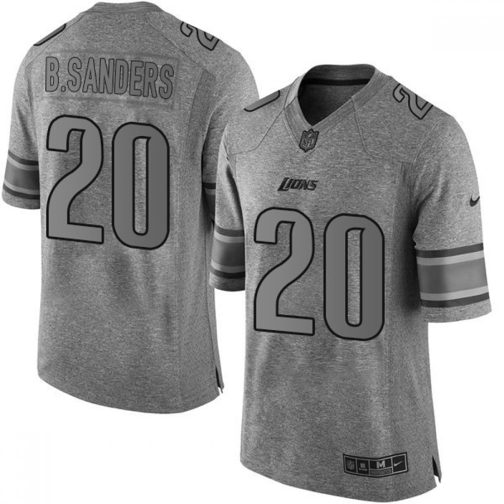 Lions #20 Barry Sanders Gray Men’s Stitched NFL Limited Gridiron Gray Jersey