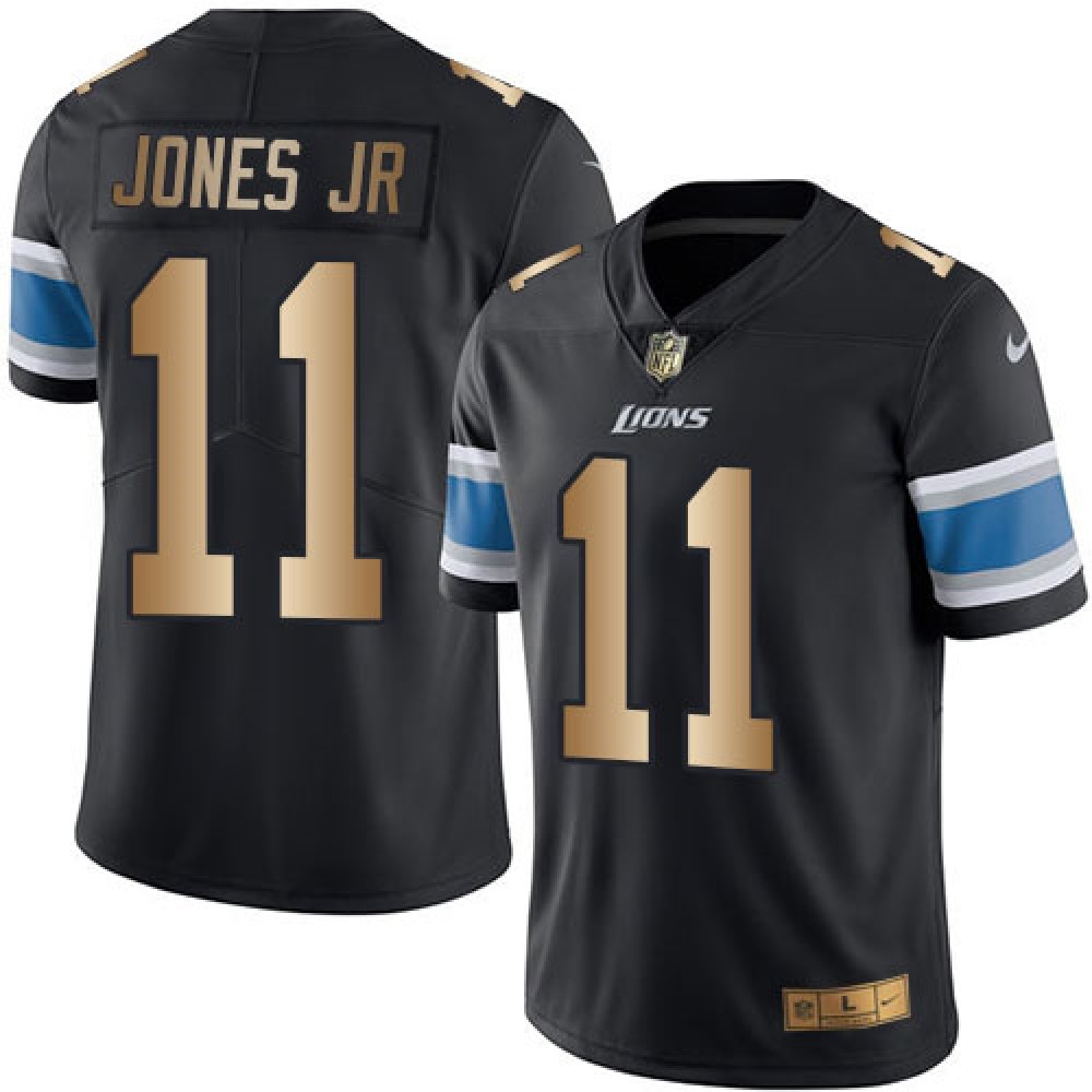 Lions #11 Marvin Jones Jr Black Men’s Stitched NFL Limited Gold Rush Jersey