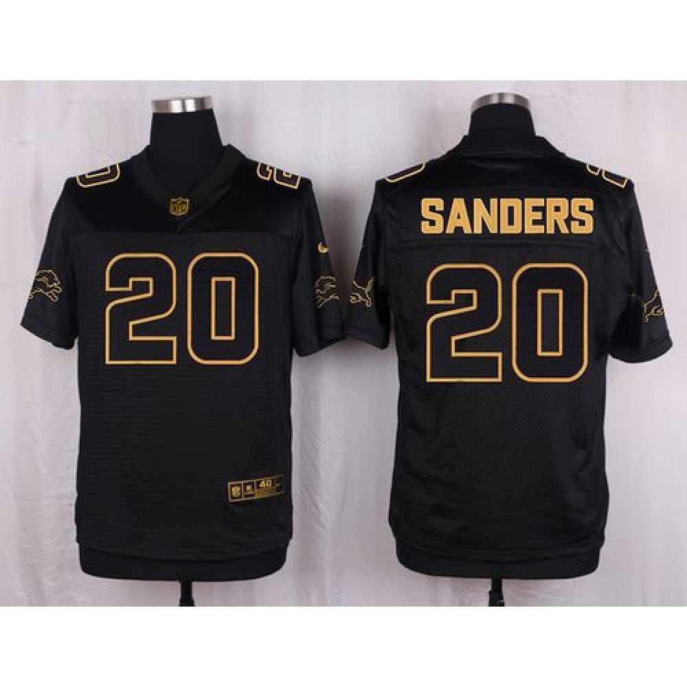 Lions #20 Barry Sanders Black Men’s Stitched NFL Elite Pro Line Gold Collection Jersey