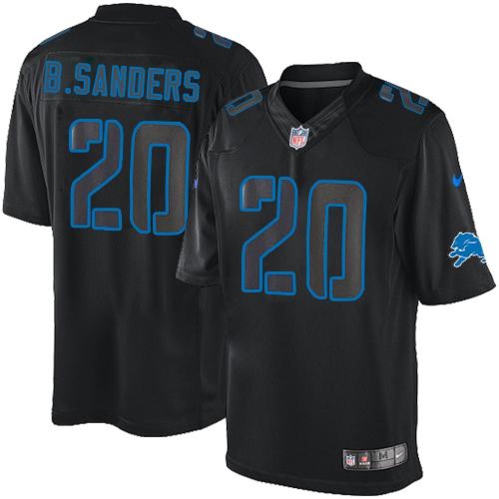 Lions #20 Barry Sanders Black Men’s Stitched NFL Impact Limited Jersey