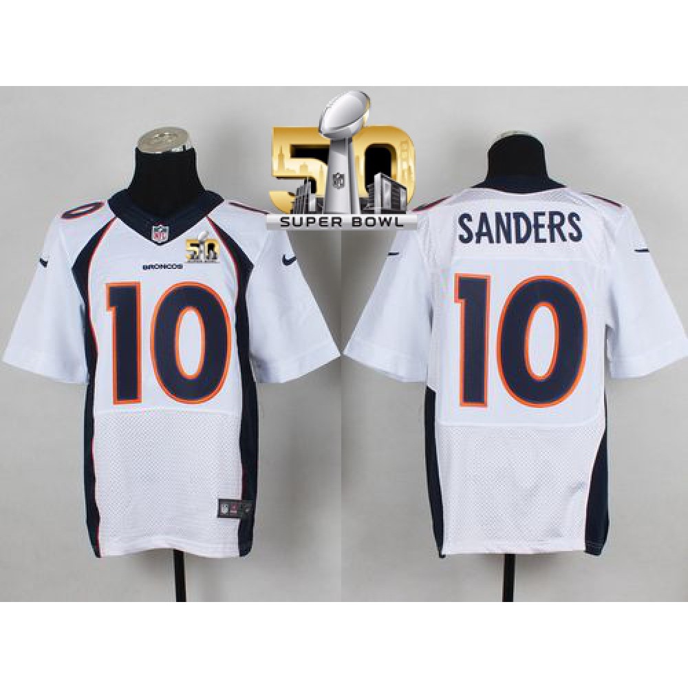 Broncos #10 Emmanuel Sanders White Super Bowl 50 Men’s Stitched NFL New Elite Jersey
