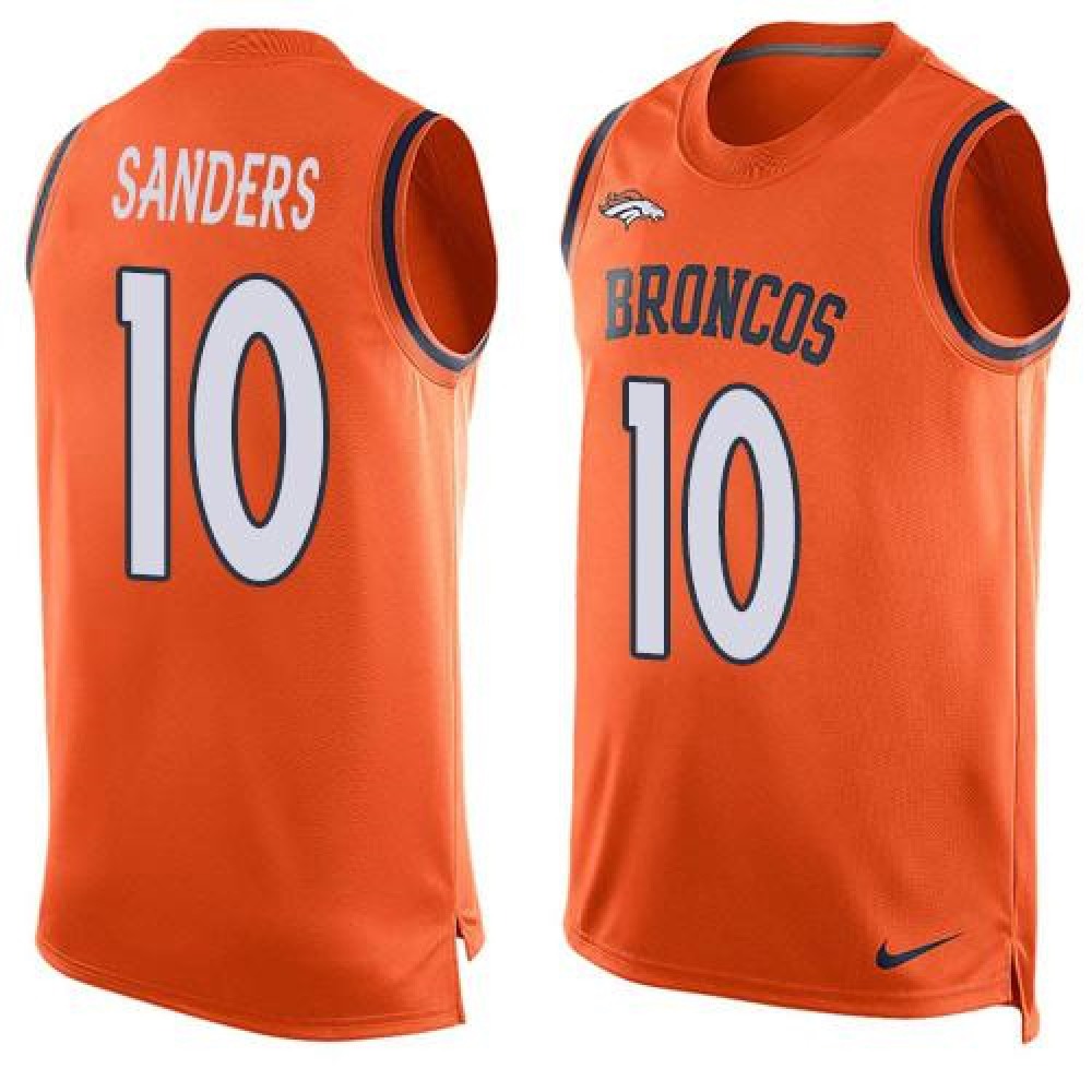 Broncos #10 Emmanuel Sanders Orange Team Color Men’s Stitched NFL Limited Tank Top Jersey