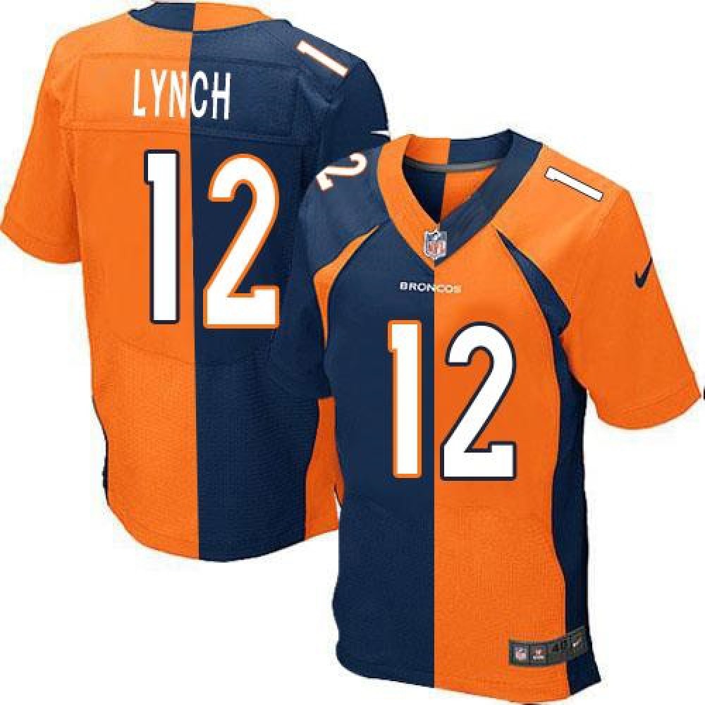 Broncos #12 Paxton Lynch Orange/Navy Blue Men’s Stitched NFL Elite Split Jersey