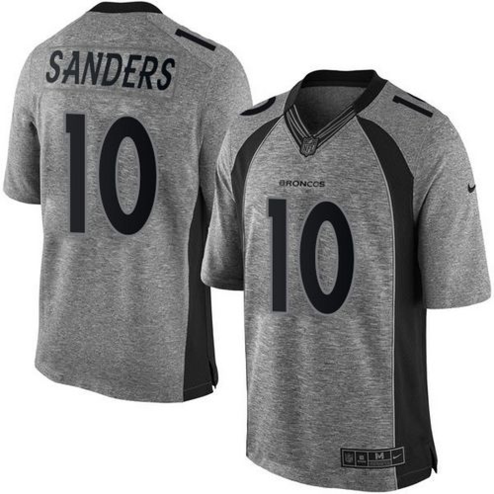 Broncos #10 Emmanuel Sanders Gray Men’s Stitched NFL Limited Gridiron Gray Jersey