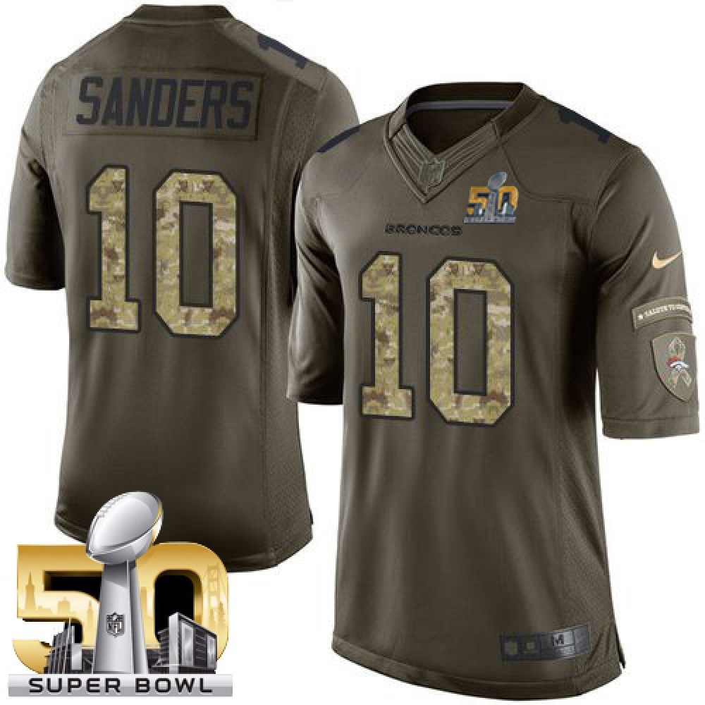 Broncos #10 Emmanuel Sanders Green Super Bowl 50 Men’s Stitched NFL Limited Salute To Service Jersey