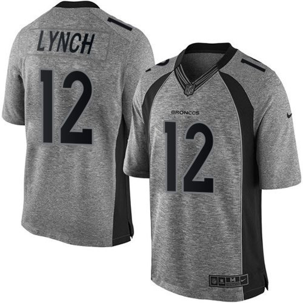Broncos #12 Paxton Lynch Gray Men’s Stitched NFL Limited Gridiron Gray Jersey
