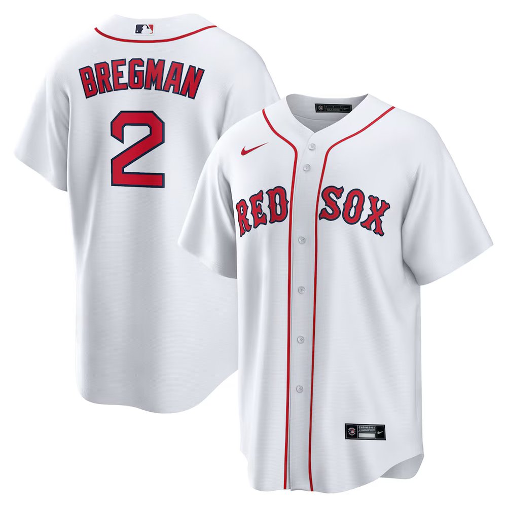 Men’s Boston Red Sox #2 Alex Bregman White Home Replica Player Jersey