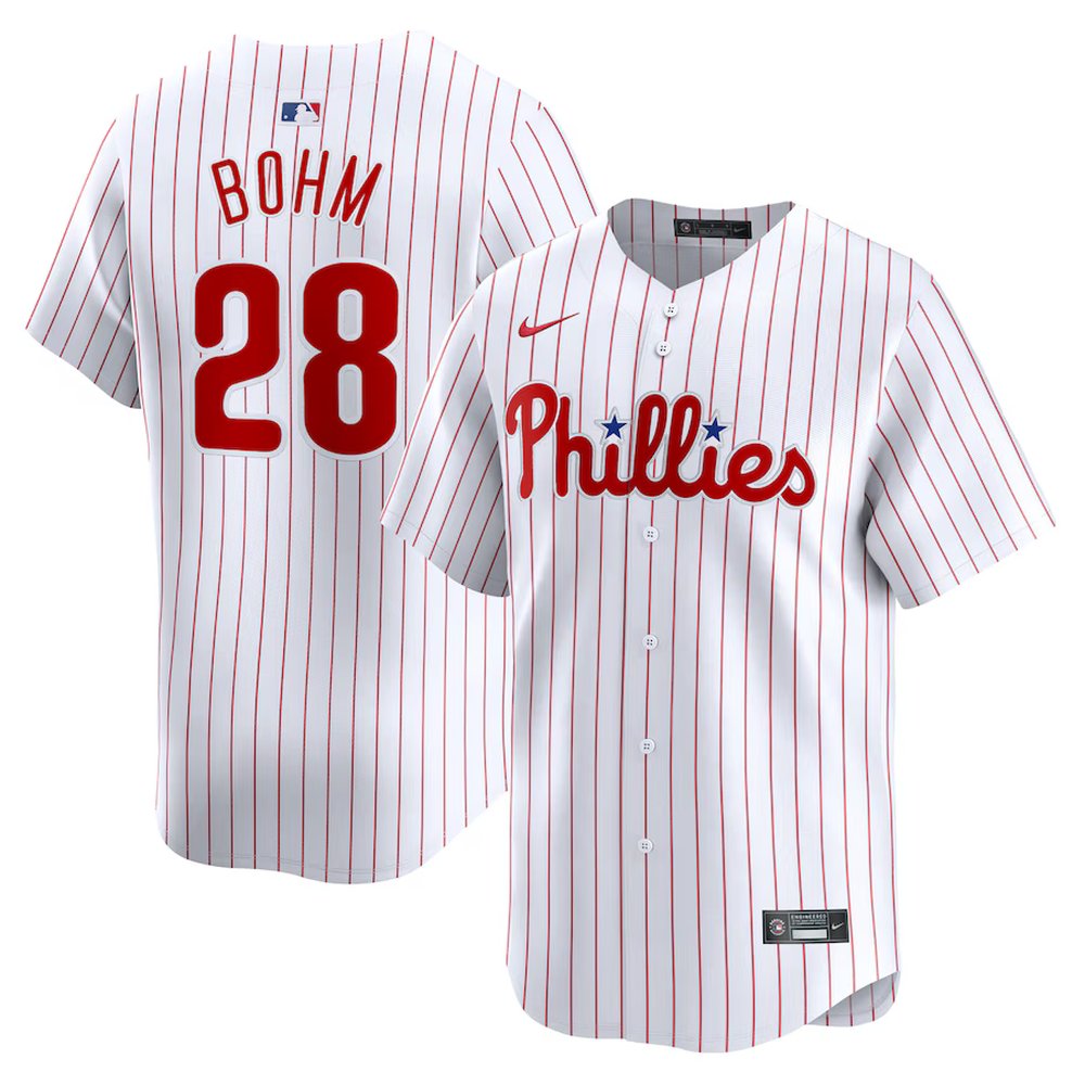Men’s Philadelphia Phillies #28 Alec Bohm Nike White Home Limited Player Jersey