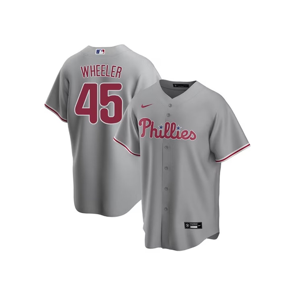 Men’s Philadelphia Phillies #45 Zack Wheeler Grey Home Limited Player Jersey