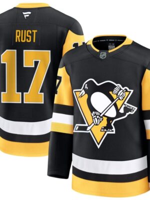 Men's Pittsburgh Penguins #17 Bryan Rust Black Home Premium Jersey