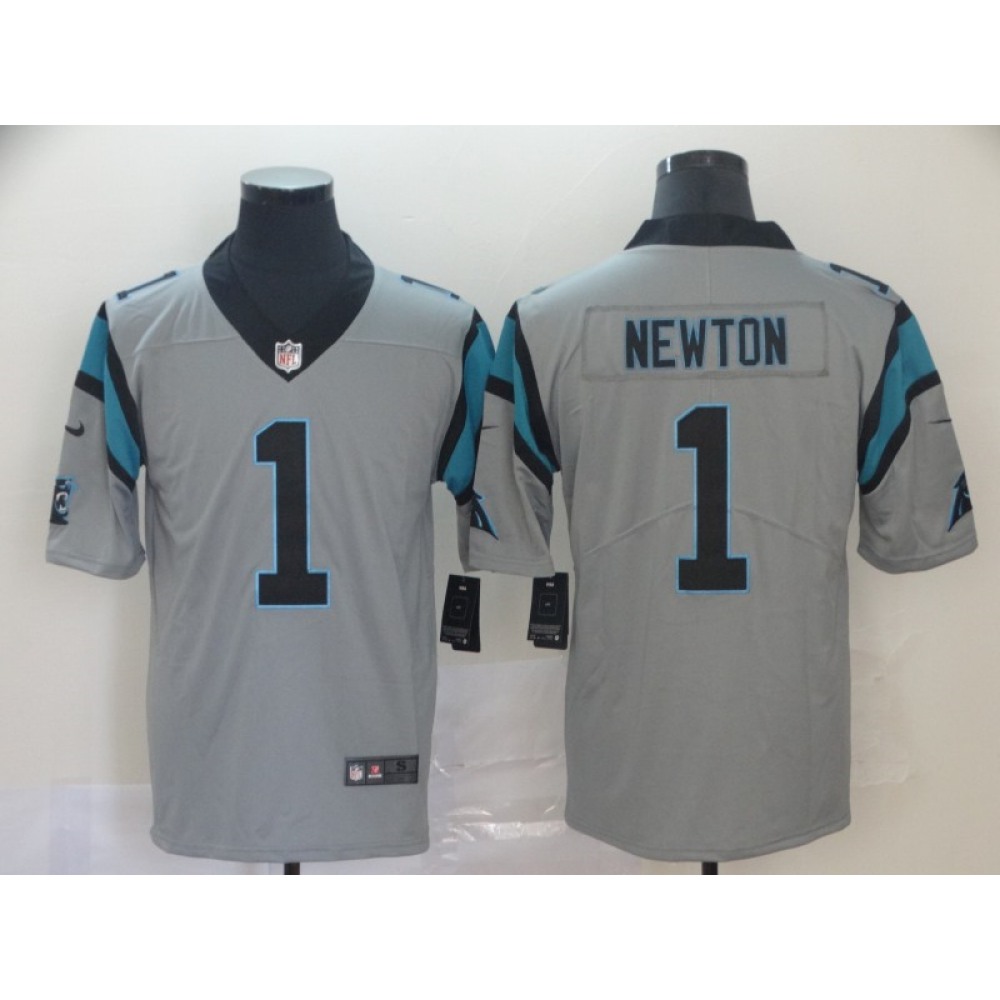 Men’s Carolina Panthers #1 Cam Newton Silver Inverted Legend Stitched NFL Jersey