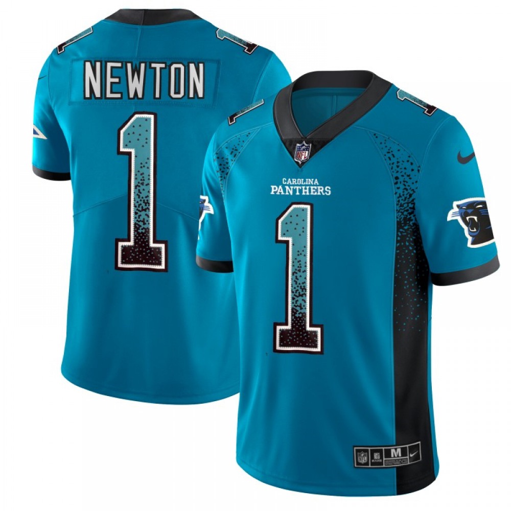 Men’s Carolina Panthers #1 Cam Newton Blue 2018 Drift Fashion Color Rush Limited Stitched NFL Jersey