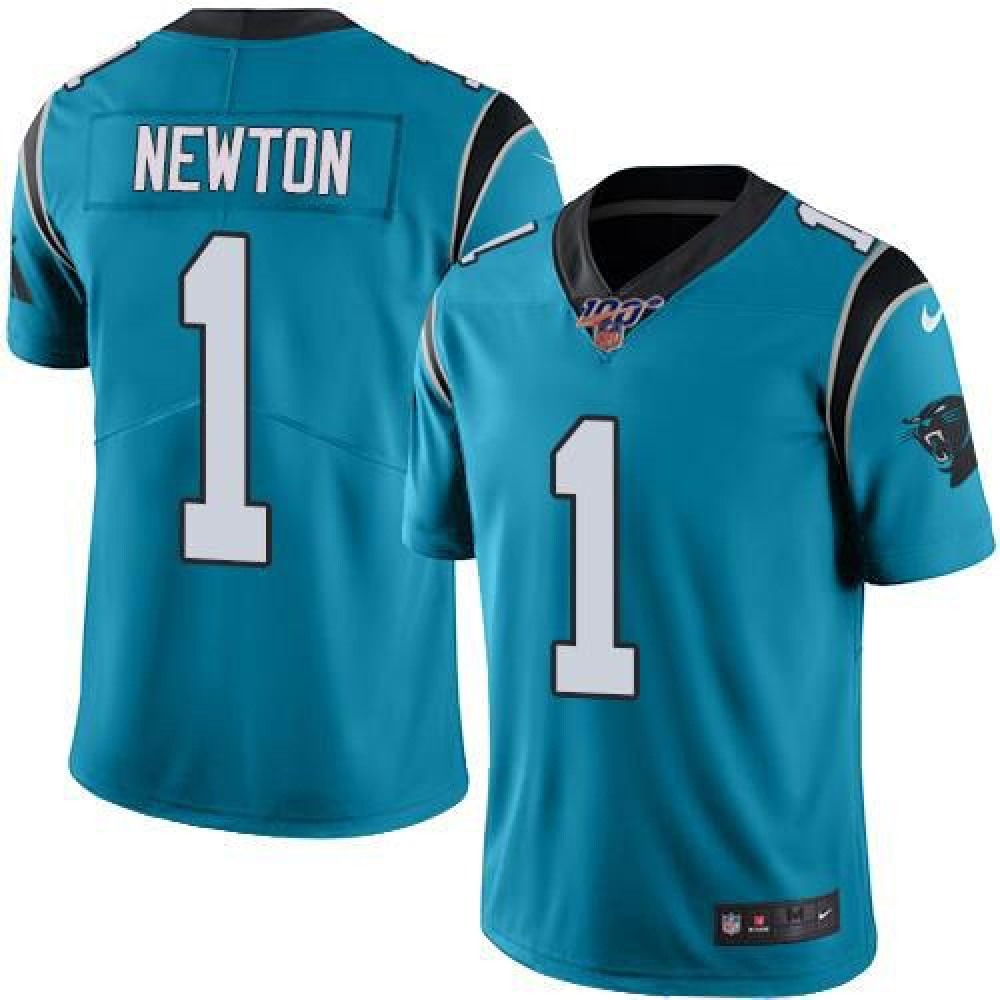 Men’s Carolina Panthers #1 Cam Newton Blue 2019 100th Season Vapor Untouchable Limited Stitched NFL Jersey