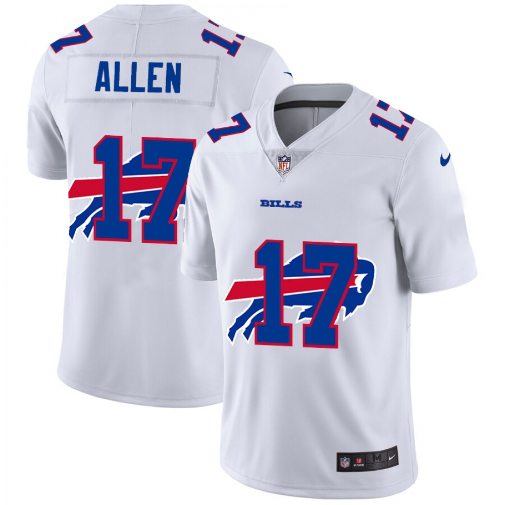 Men’s Buffalo Bills #17 Josh Allen White Shadow Logo Limited Stitched Jersey