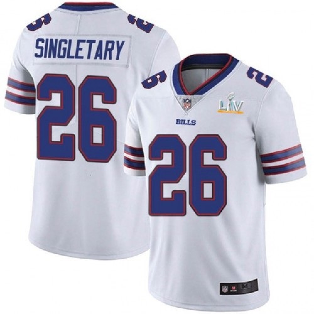 Men’s Buffalo Bills #26 Devin Singletary White 2021 Super Bowl LV Stitched NFL Jersey