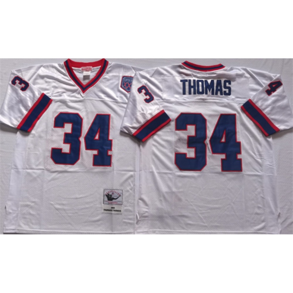 Men’s Buffalo Bills #34 THOMAS White Stitched Jersey