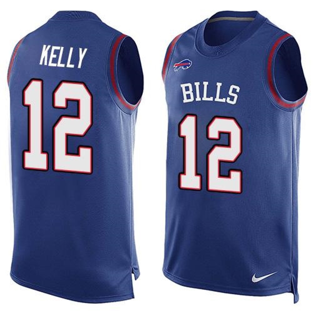 Bills #12 Jim Kelly Royal Blue Team Color Men’s Stitched NFL Limited Tank Top Jersey