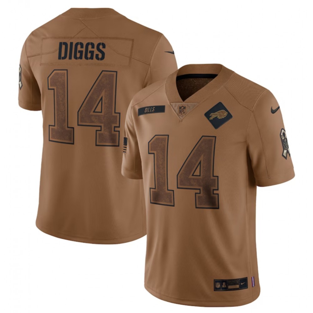 Men’s Buffalo Bills #14 Stefon Diggs 2023 Brown Salute To Service Limited Stitched Jersey