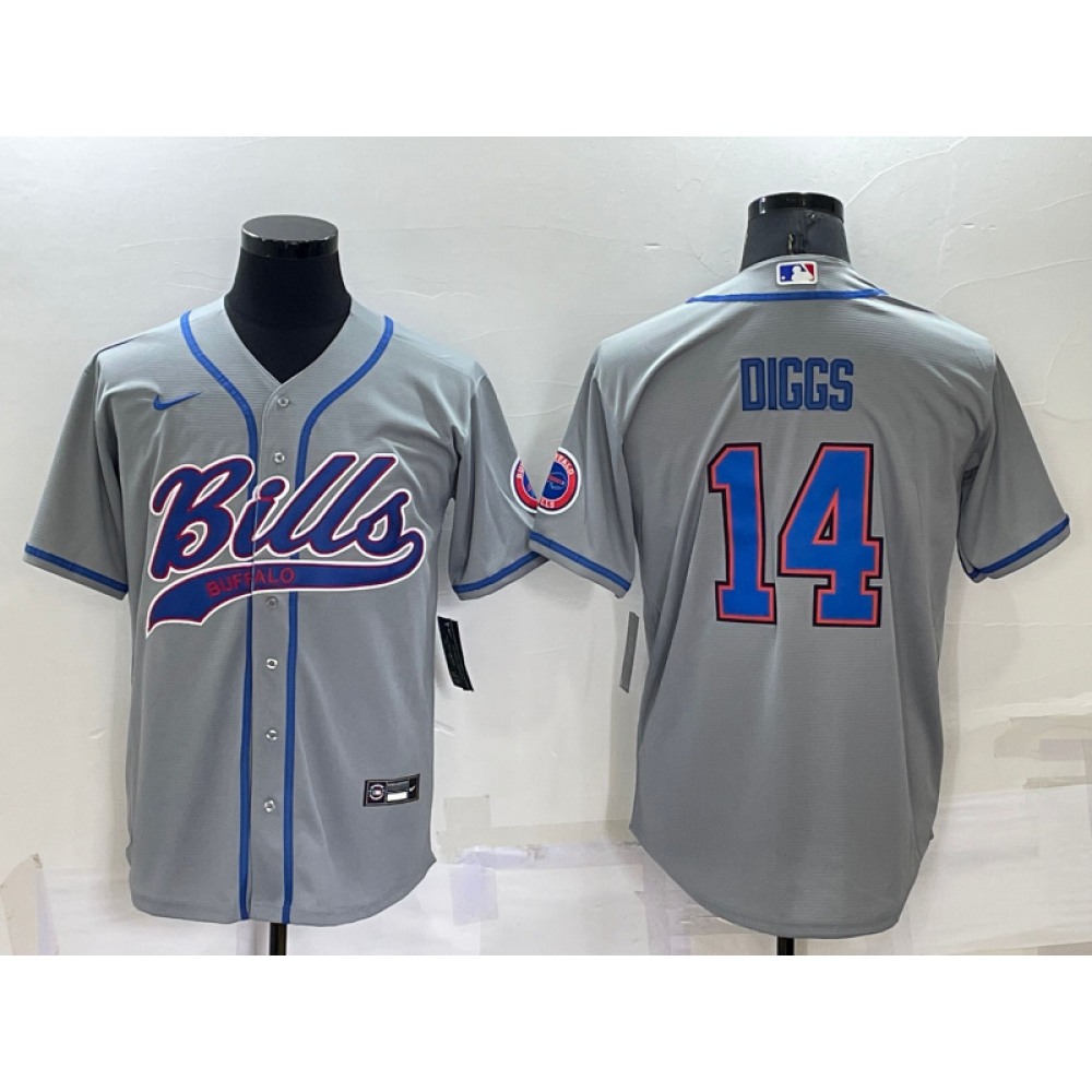Men’s Buffalo Bills #14 Stefon Diggs Gray Cool Base Stitched Baseball Jersey
